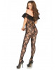 LEG AVENUE - BODYSTOCKING IN PIZZO FLOREALE Nero Pizzo